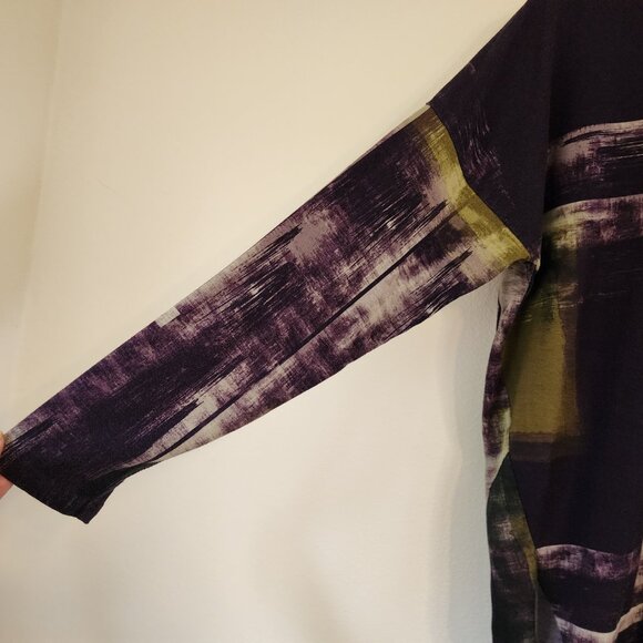 Q’Neel Women Abstract Printed A-Line Tunic, Plum/Ochre Sz 6 Viscose Blend Casual - Picture 7 of 15